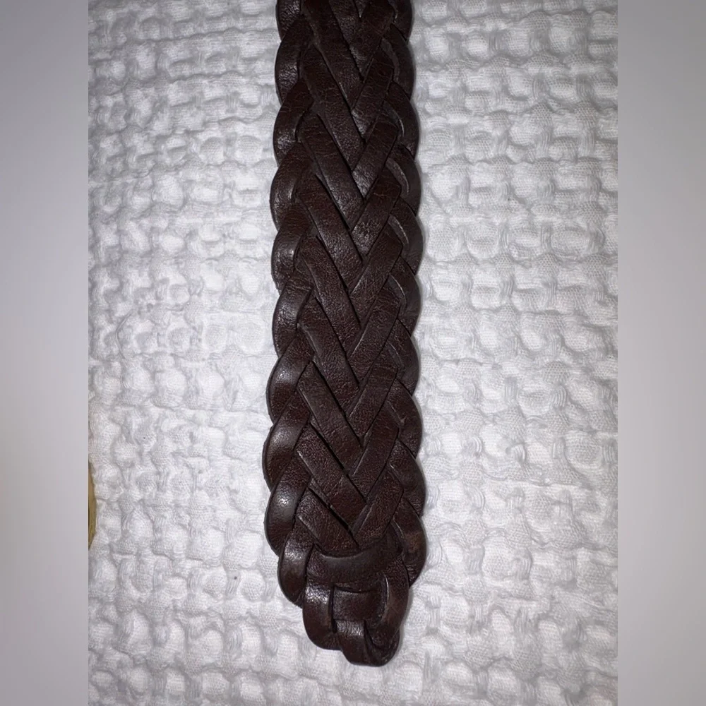 Vineyard Vines Boy’s Brown Braided Leather Belt Solid Brass Buckle - Size 24